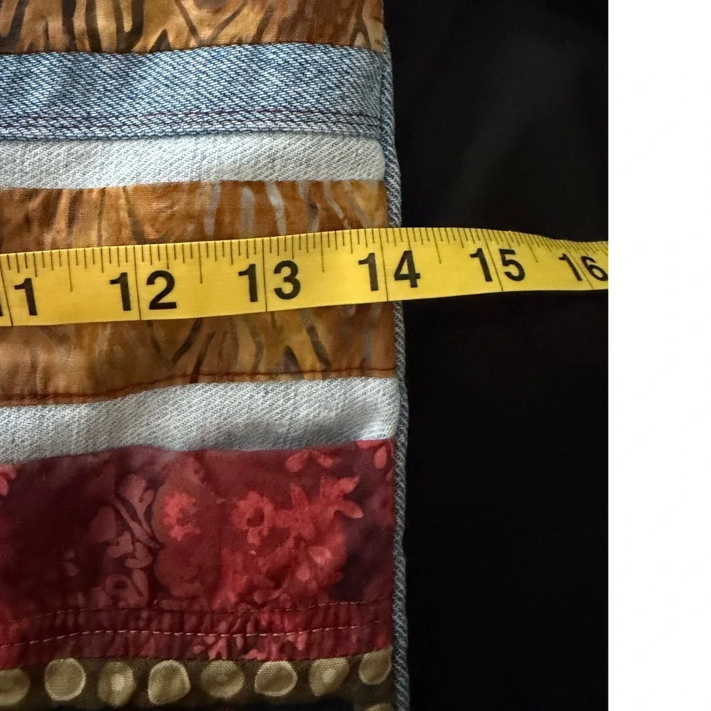 Handmade Upcycled Levi's Denim Patchwork Crossbody Bag Batik Floral Boho Tote